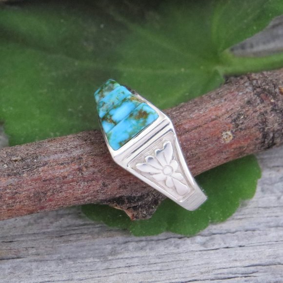 Native American Cobblestone Turquoise and Sterling Silver Statement Ring SZ 7 - Picture 3 of 11